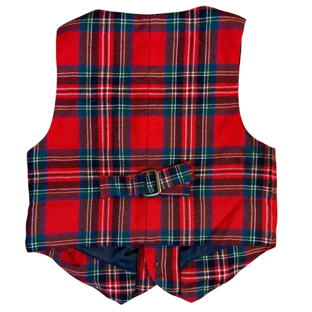 Janie and Jack The Tartan Holiday Vest 100% Wool Bradbury Red Tartan Baby 6-12M